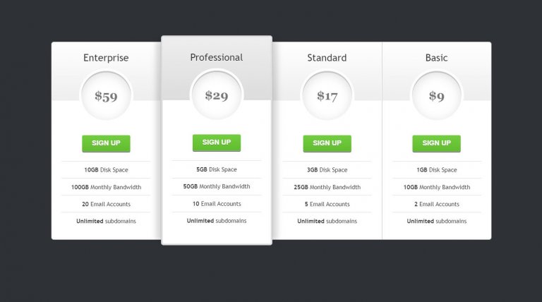 20 HTML CSS Pricing Table Examples OnAirCode