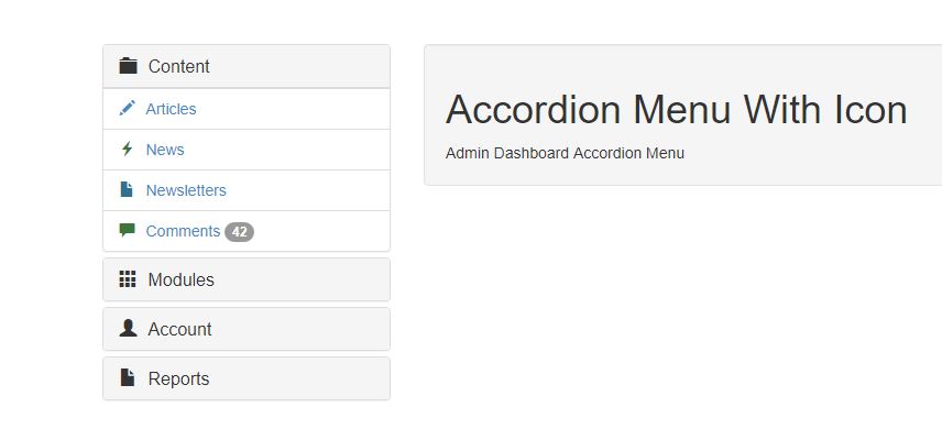 Admin Dashboard Accordion Menu With Icon