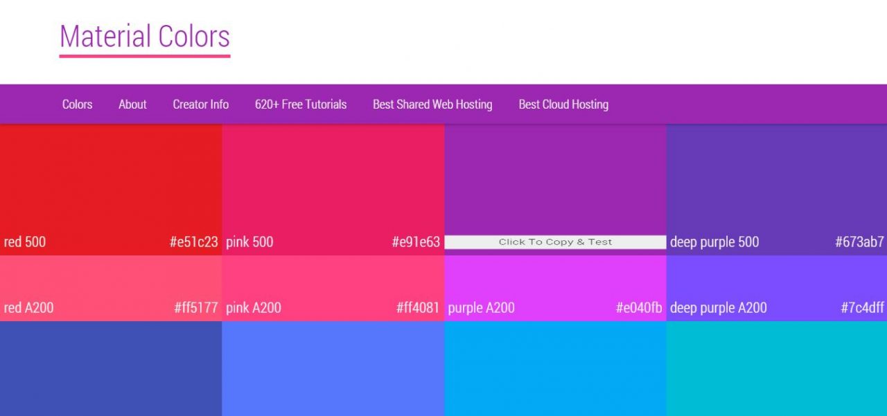 Material Colors - Material Design Color Selection