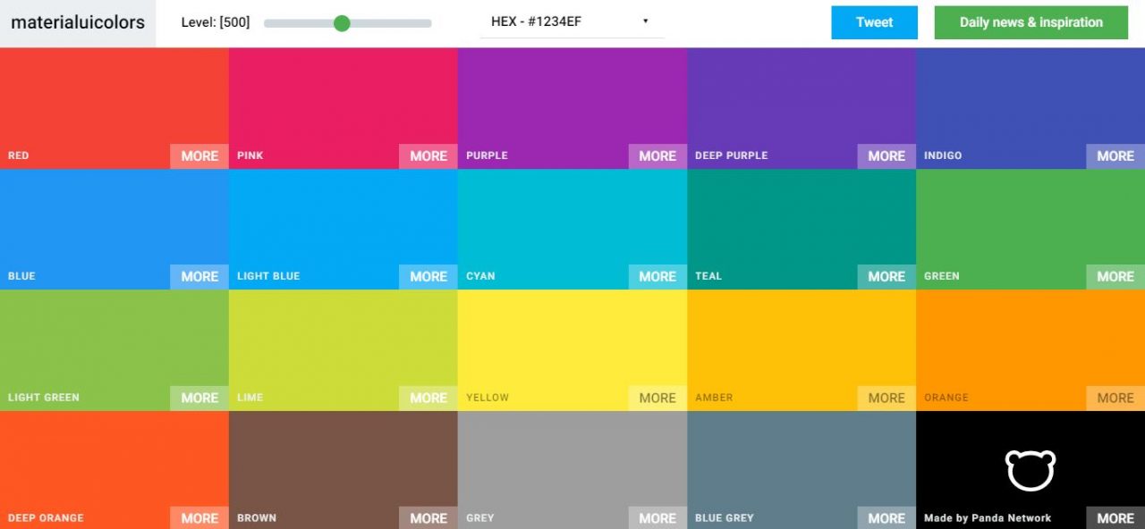 Material UI - Material Design Colors, Color Palette