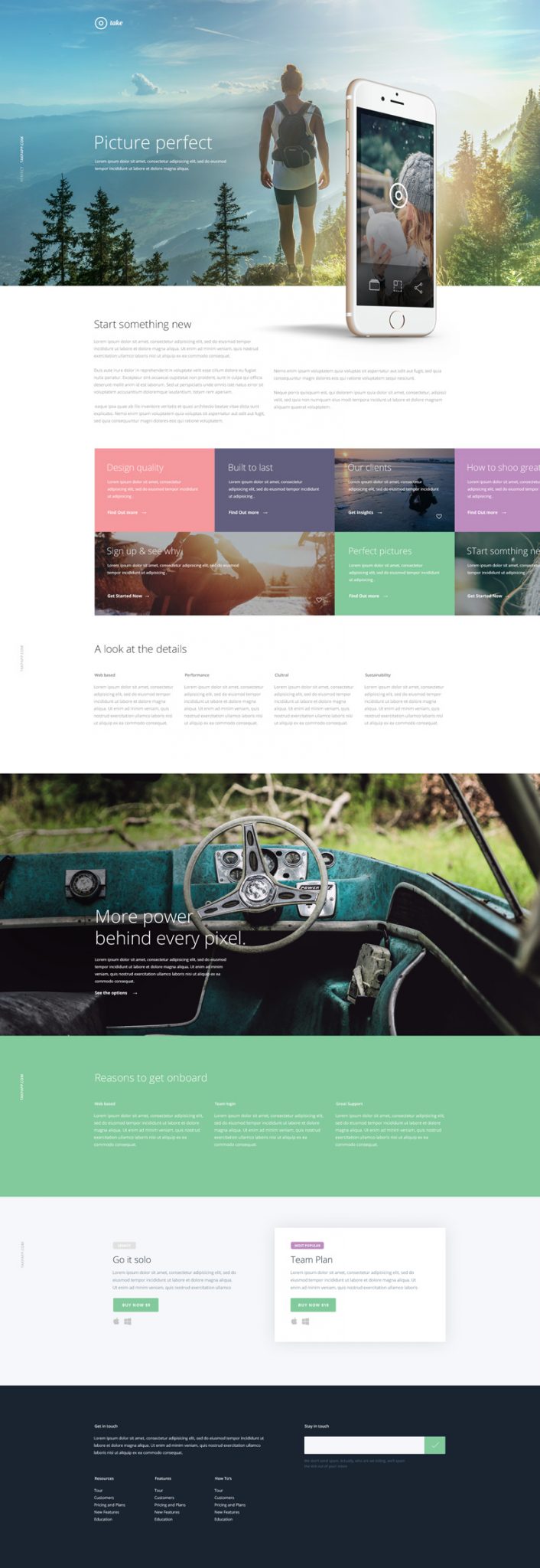 Take Free Mobile App Landing Page PSD template