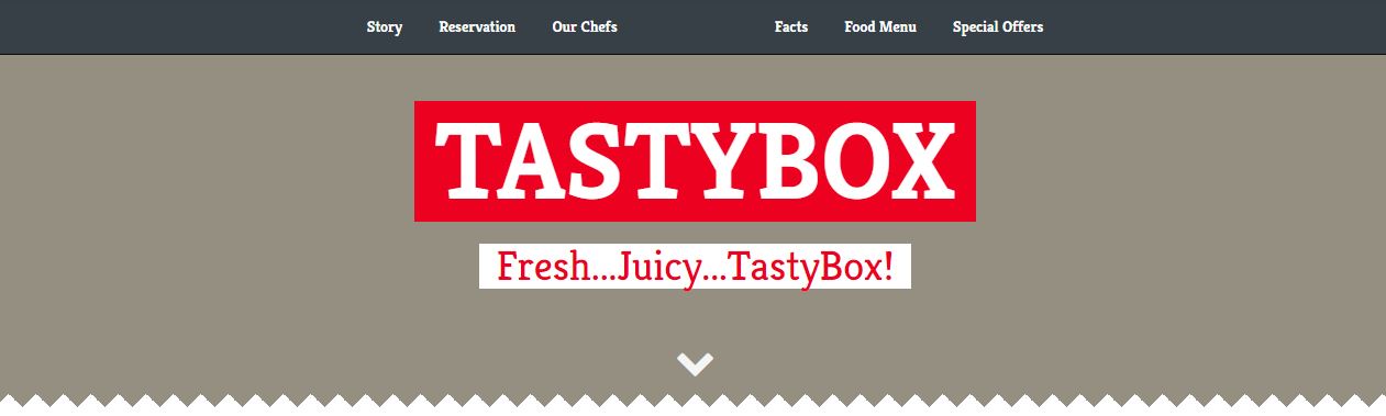 TastyBox Landing Page Menu