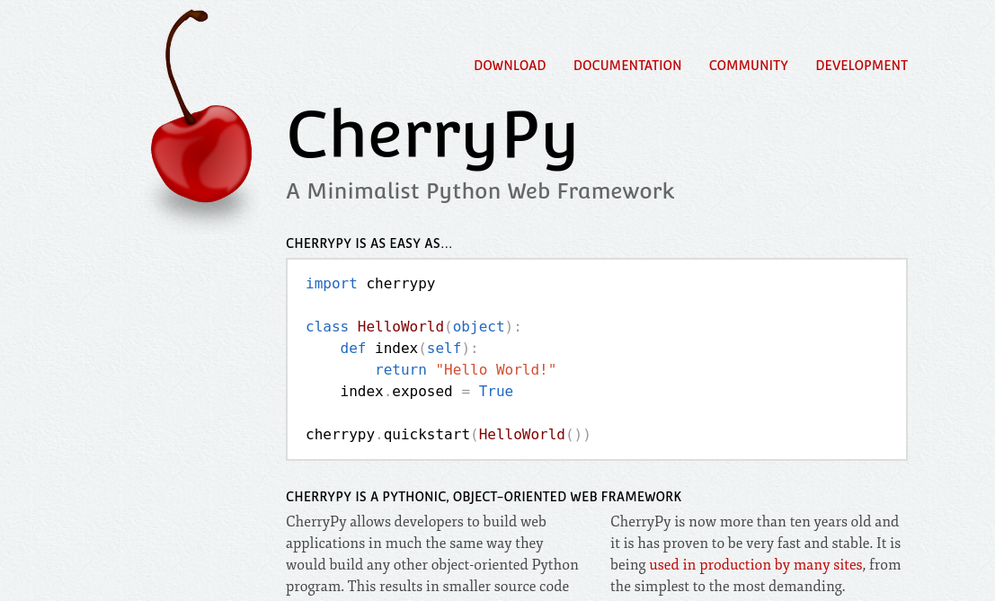 Cherrypy Python Framework