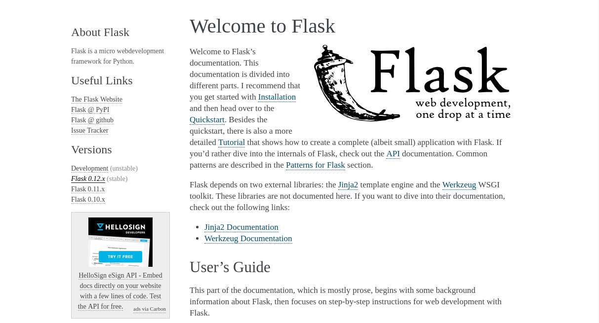 Python template. Flask documentation.