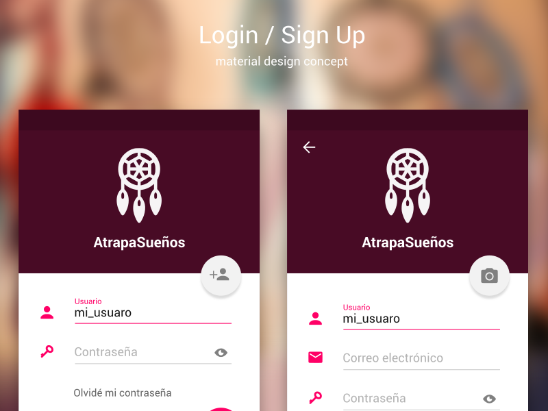 Login / Sign Up Form Material Mesign Concept 