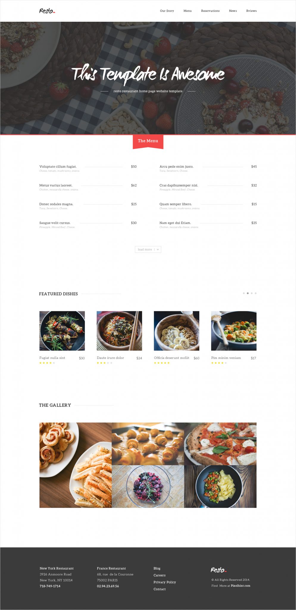 Resto – Free Beautiful Restaurant PSD