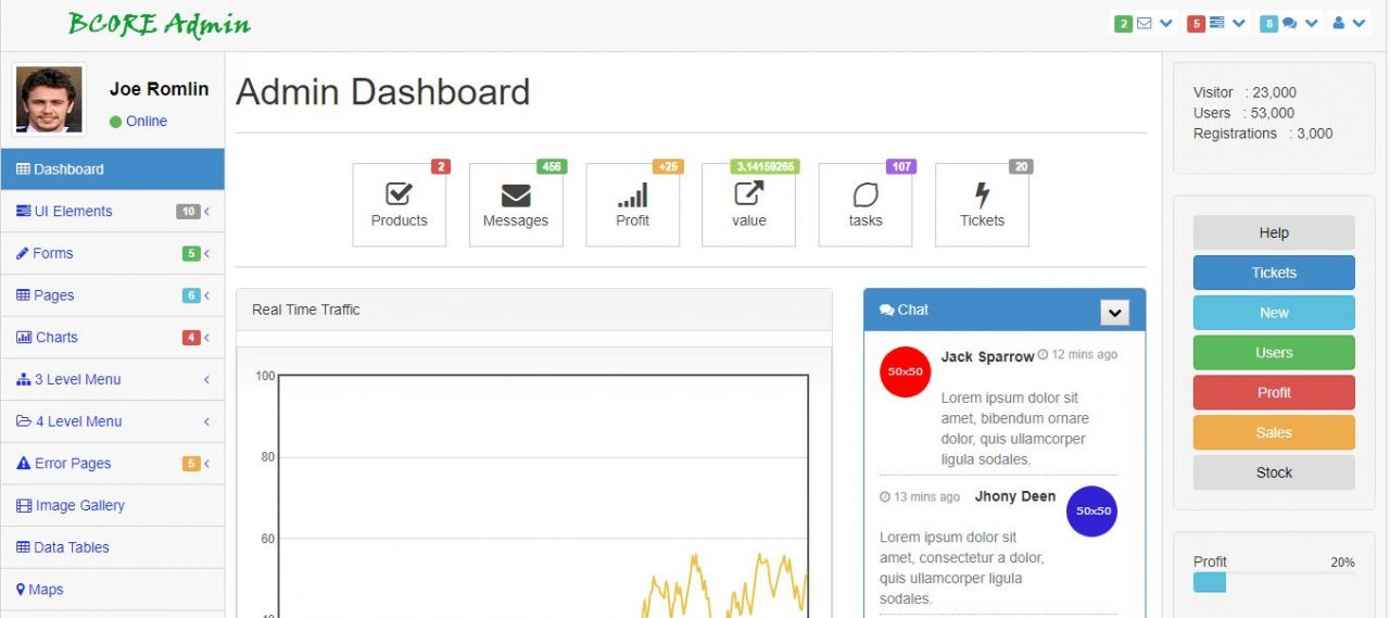 Binary Admin Free Bootstrap Dashboard 