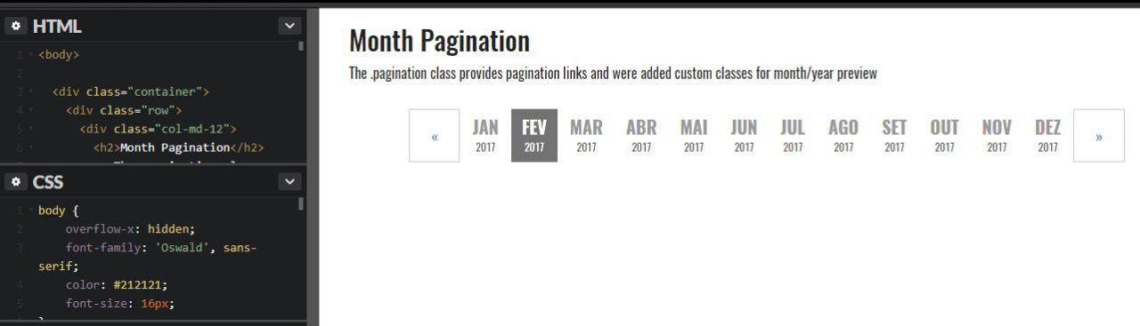 Bootstrap Month Pagination