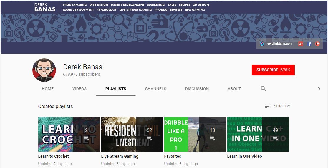Derek Banas - Best YouTube Channels for Web Developer