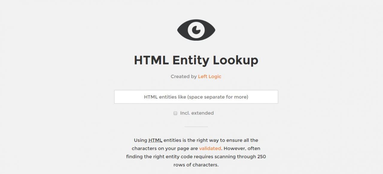  HTML Entity Character Lookup