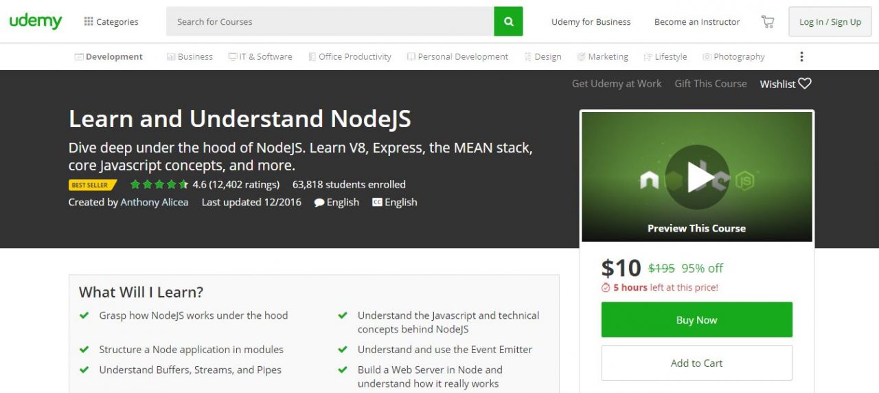 Learn and Understand NodeJS (Udemy)