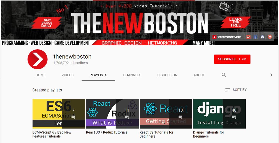 The New Boston - Best YouTube Channels for Web Developer