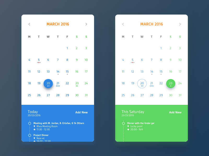 Material Design Calendar App UI Design OnAirCode