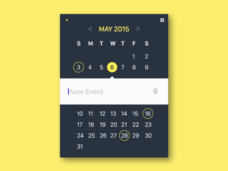 Calendar Widget UI Mockup