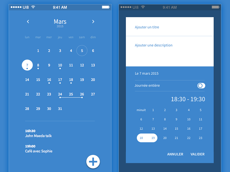 Material Design Calendar App UI Design