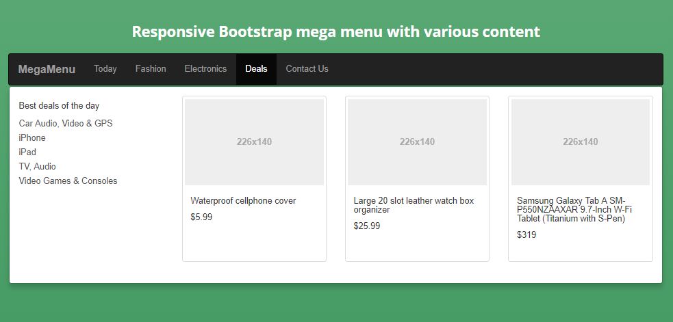  Responsive Bootstrap Mega Menu