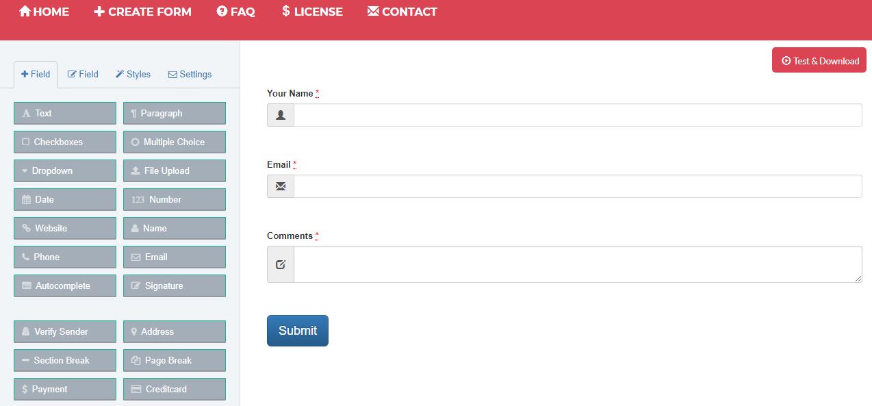 jQuery Form Builder