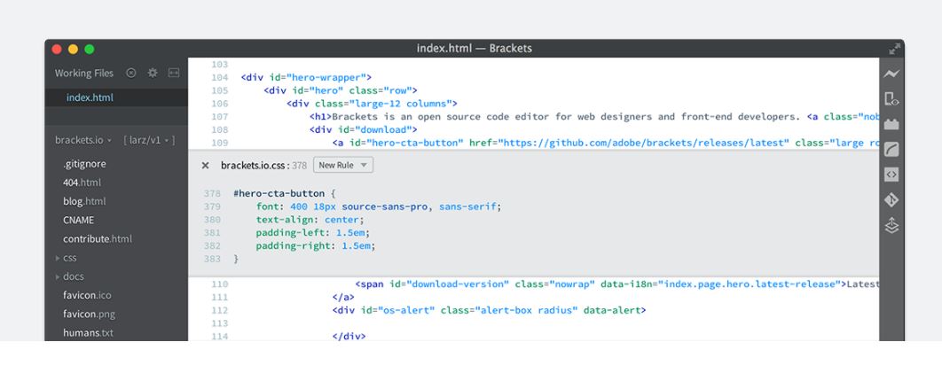 Brackets - Open Source Code Editor