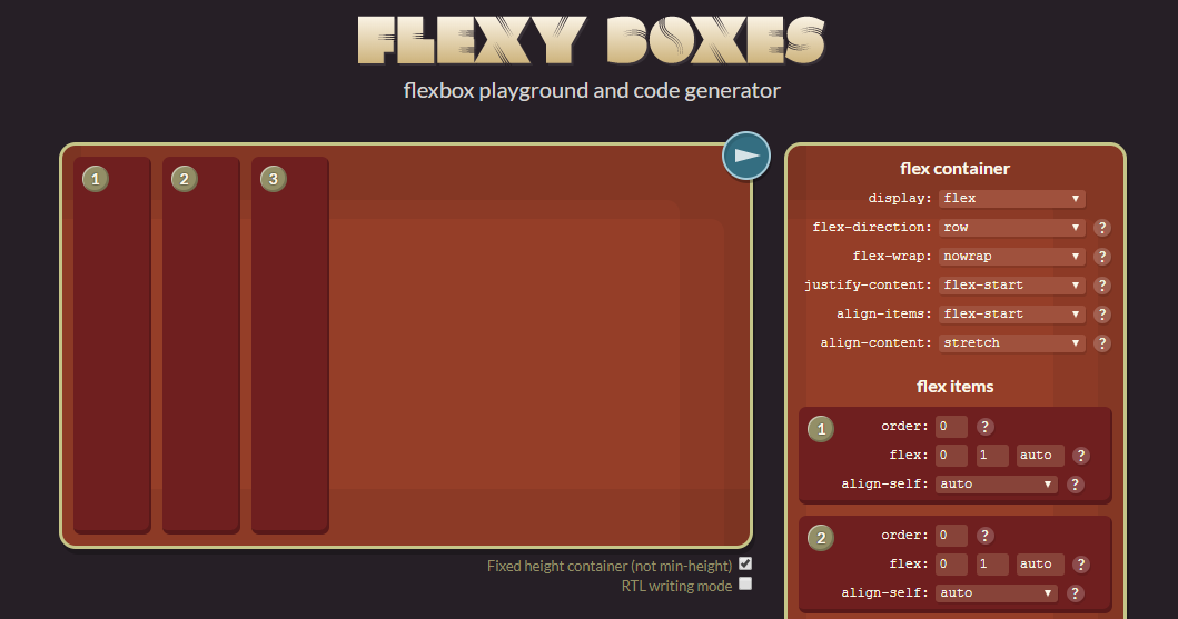 FlexBox Playground And Code Generator