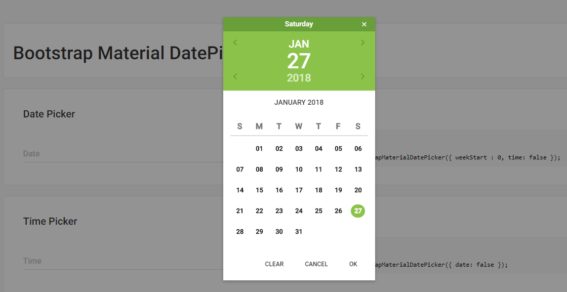 Bootstrap Material Date Picker