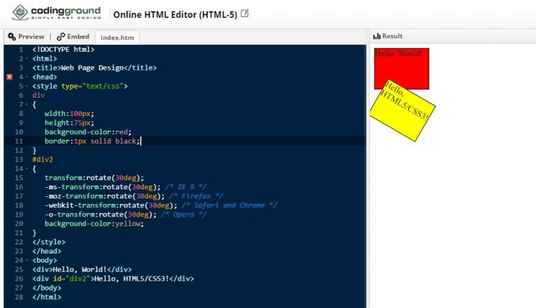 html tutorial online editor