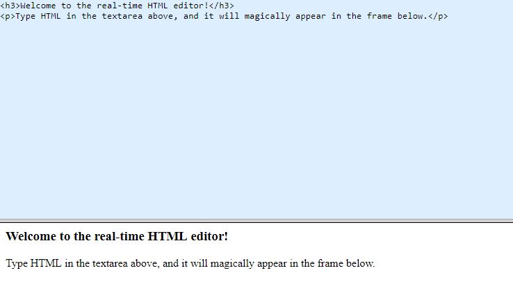 Real Time HTML editor