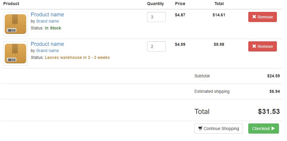 Bootstrap Shopping Cart BS