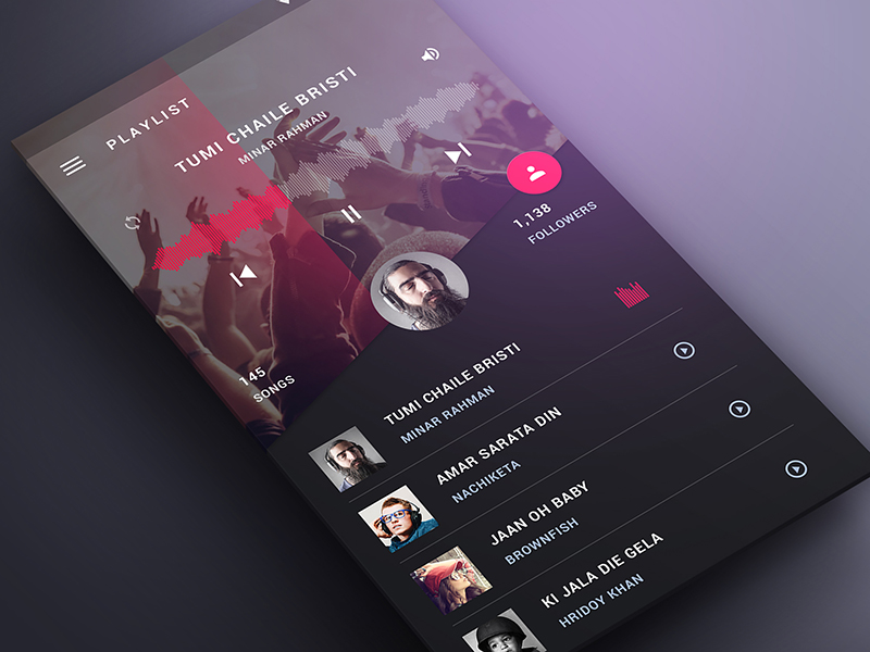 Dark Material Music App UI