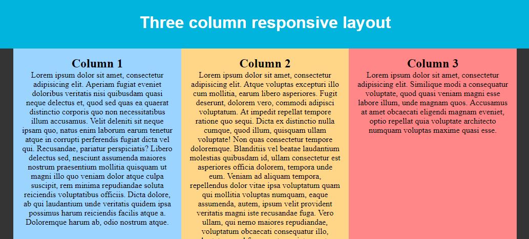 HTML5 CSS3 Three Column Layout