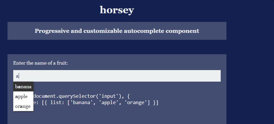  Horsey - Progressive and Customizable Autocomplete