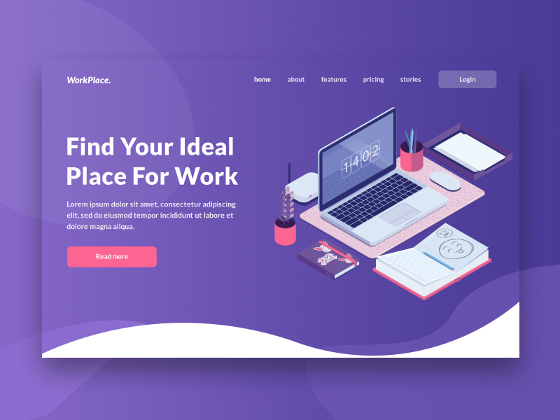 Landing Page Header Concept For Coworking Company
