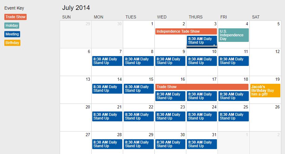 10+ Simple JavaScript Event Calendar Examples - OnAirCode