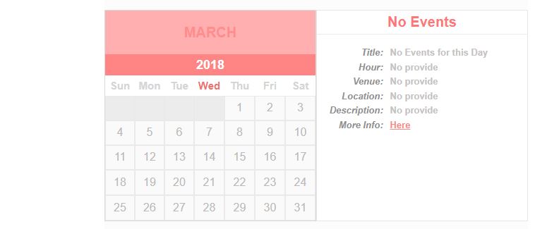 Simple Calendar with Json Events