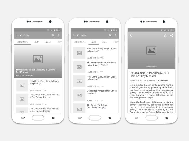 Discovery News - Wireframes (Conceptual Design)