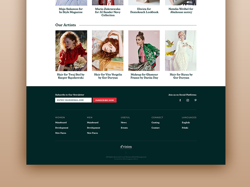 Division Model Management Homepage Redesign