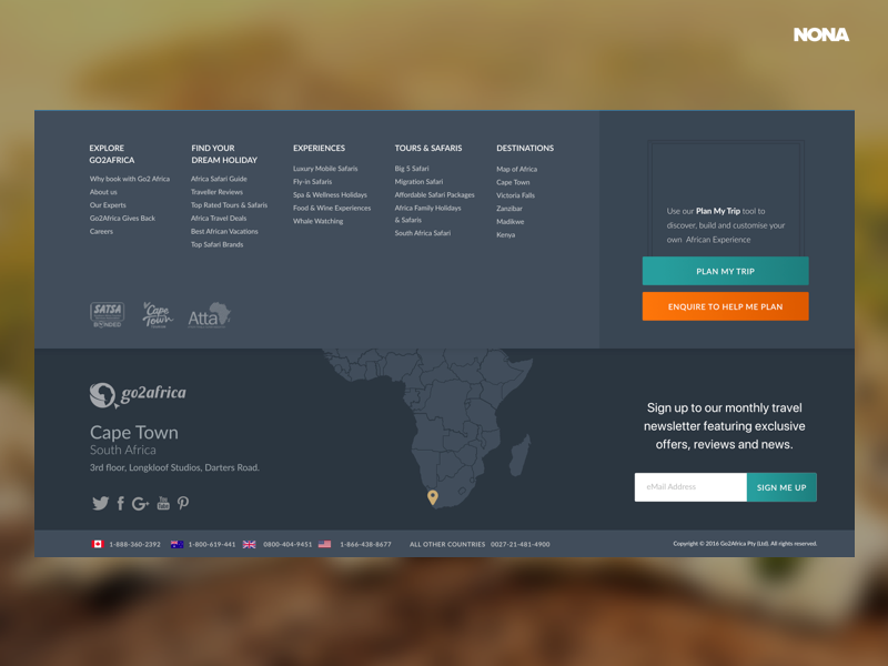 Footer for Go2Africa