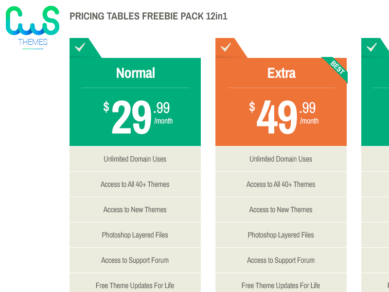 Freebie 12 in 1 Pricing Tables