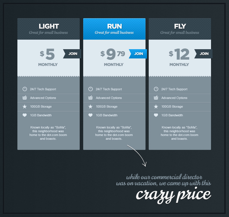 Handsome Price Table PSD Freebie