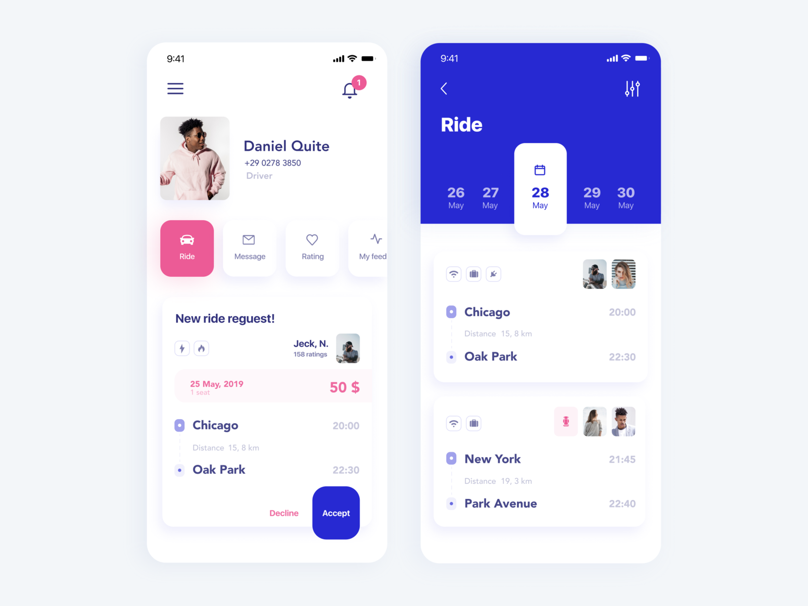 Mobile App Profile Screen by Nastia Diadenchuk