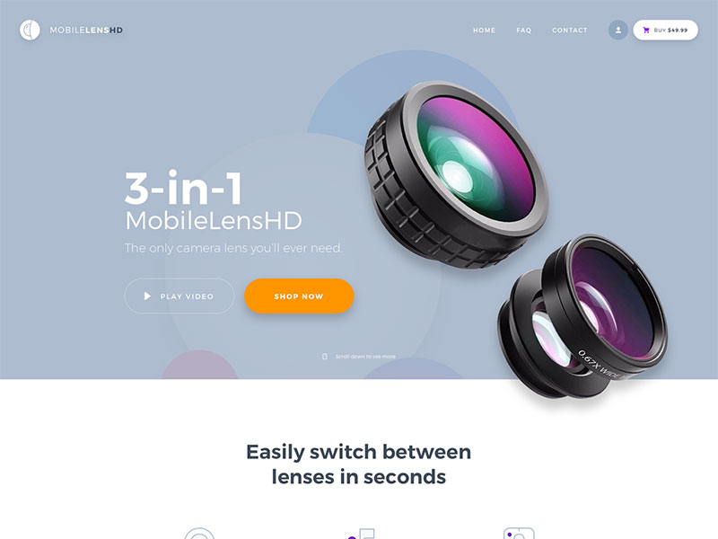 MobileLensHD Landing Page