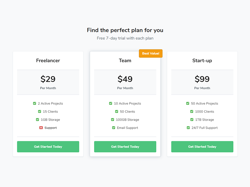 Pricing Tables by Pixelcave