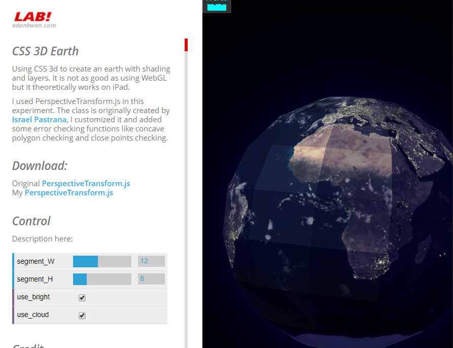 CSS 3D Earth 