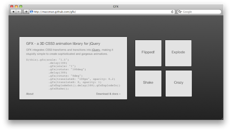 GFX 3D CSS3 Animation Library