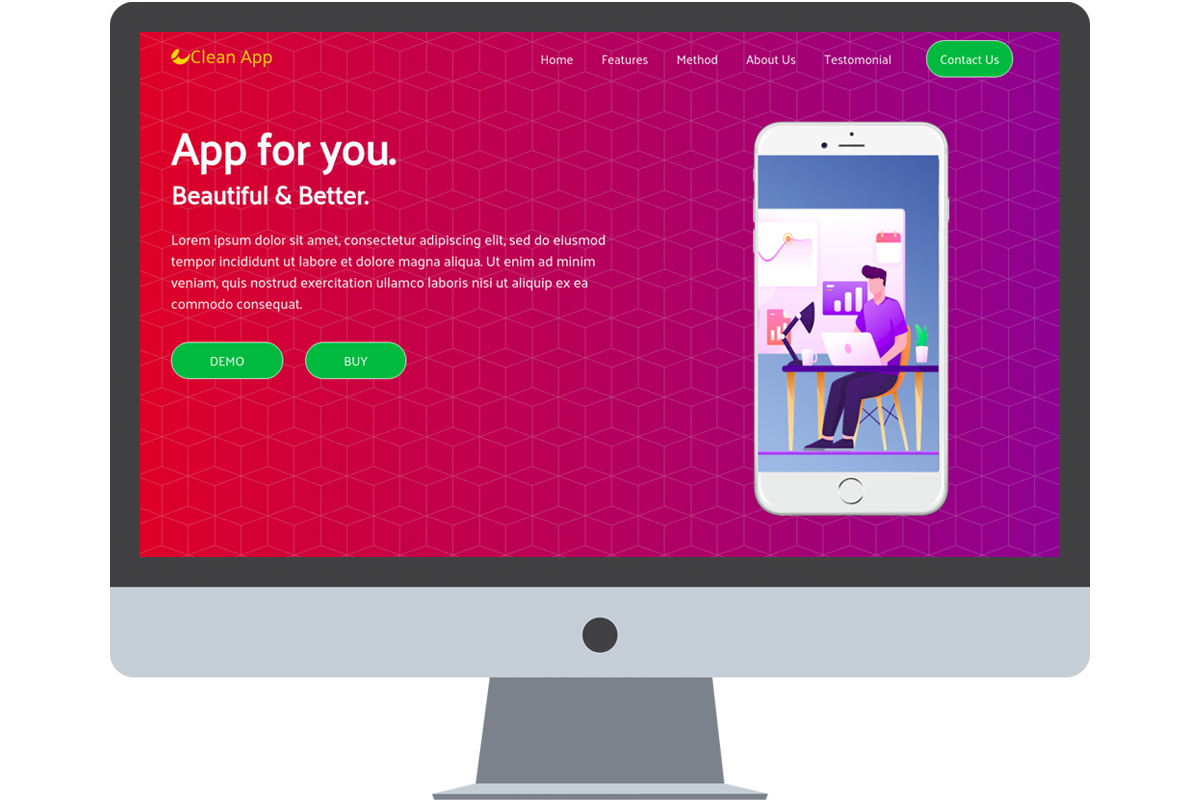 Clean App – Free Responsive Bootstrap One Page Website Template For Mobile App
