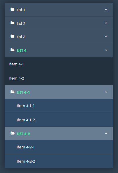 Accordion Menu example