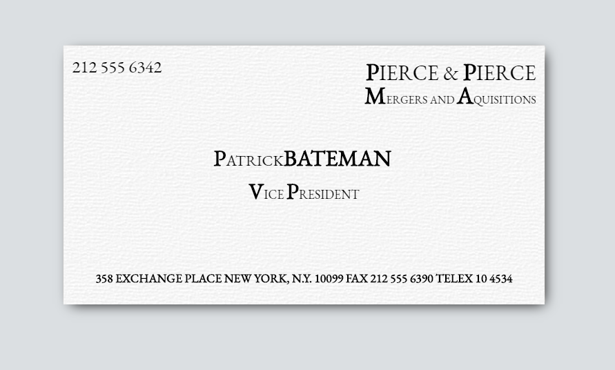 American Psycho Business Card (Flips over)  