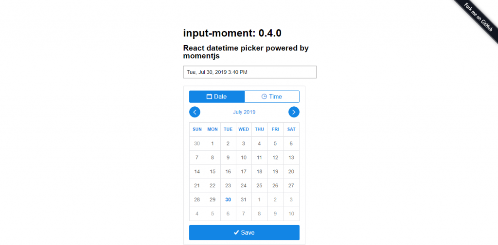 Simple date and time picker UI example