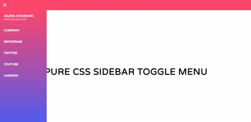 PURE CSS SIDEBAR TOGGLE MENU