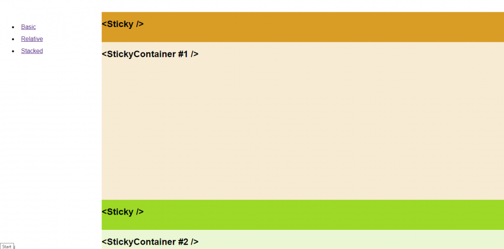 React sticky box example