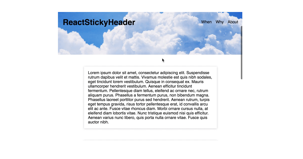 React Sticky Header Elements Component